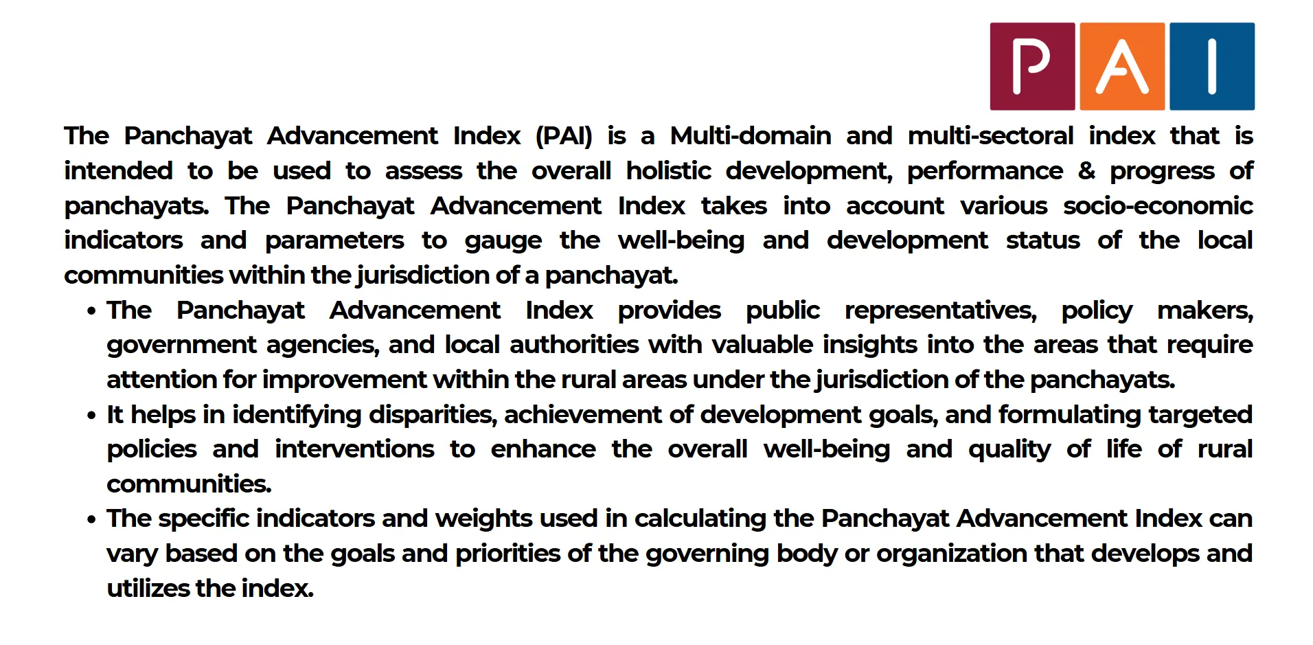 Panchayat Advancement Index (PAI)